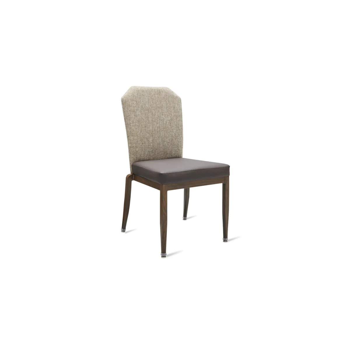 Chester banquet chair with a textured upholstered back and warm wood-look frame